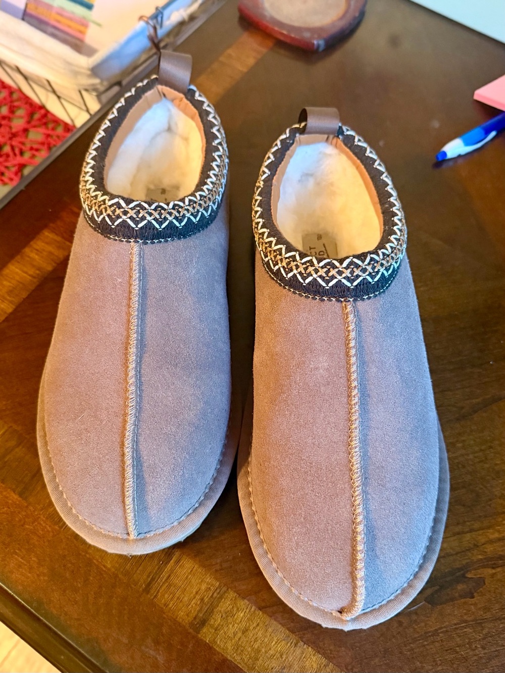 Women's Faux-Suede Shearling-Lined Mules - Taupe